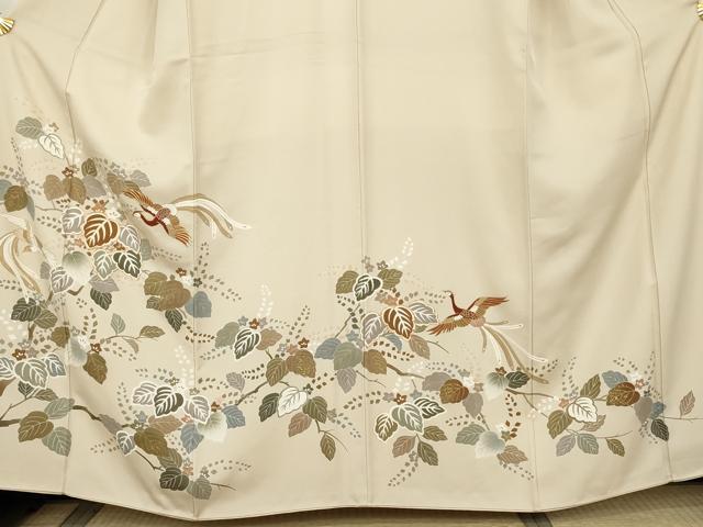 平和屋着物●豪華色留袖　駒刺繍　鳳凰桐文　正絹　逸品　AABK4573cs