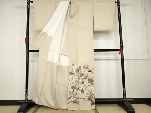 平和屋着物●豪華色留袖　駒刺繍　鳳凰桐文　正絹　逸品　AABK4573cs