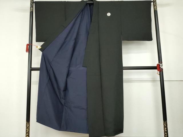 平和屋着物●男性　黒紋付・羽織セット　正絹　逸品　AABK4575cs