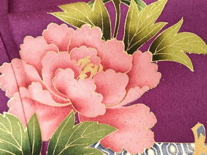 平和屋着物●豪華振袖　御所車草花文　暈し染め　金彩　ロング丈　正絹　逸品　AABK4578cs