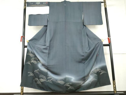 平和屋着物●国際的伝統工芸作家 十二代・藤林徳扇 苑寿  色留袖 刺繍 草乃式部 立波文 銀糸 丹後ちりめん 反端付き 正絹 逸品 AABK4583cs