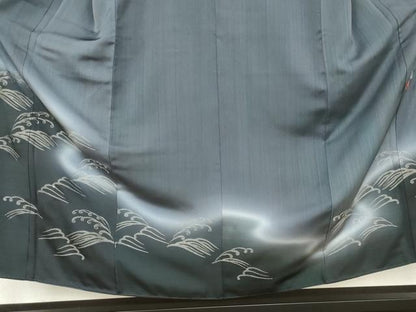 平和屋着物●国際的伝統工芸作家 十二代・藤林徳扇 苑寿  色留袖 刺繍 草乃式部 立波文 銀糸 丹後ちりめん 反端付き 正絹 逸品 AABK4583cs