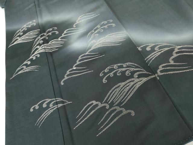 平和屋着物●国際的伝統工芸作家 十二代・藤林徳扇 苑寿  色留袖 刺繍 草乃式部 立波文 銀糸 丹後ちりめん 反端付き 正絹 逸品 AABK4583cs
