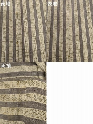 平和屋着物●結城紬　100亀甲　亀甲間道　正絹　逸品　AABK4586cs
