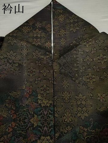平和屋着物●本場大島紬　9マルキ　花鳥文　正絹　逸品　AABK4587cs