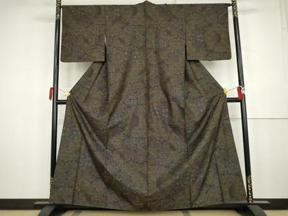 平和屋着物●本場大島紬　9マルキ　花鳥文　正絹　逸品　AABK4587cs