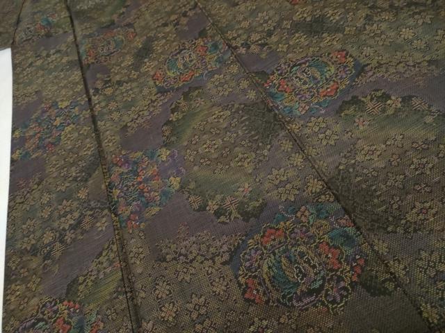 平和屋着物●本場大島紬　9マルキ　花鳥文　正絹　逸品　AABK4587cs