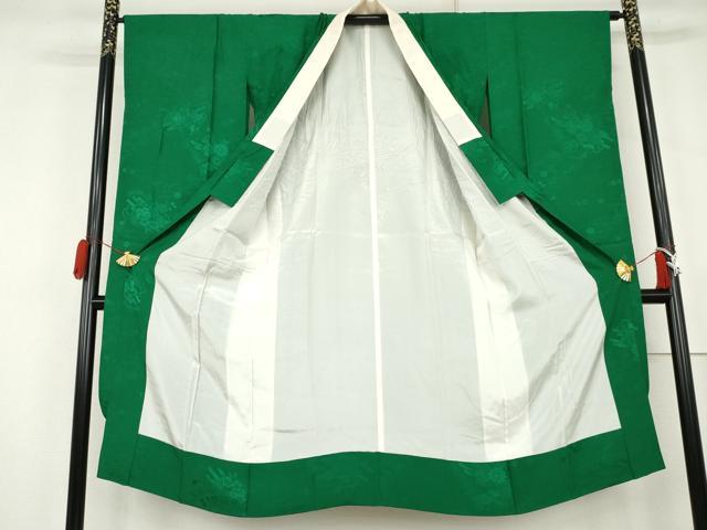 平和屋着物●振袖用長襦袢　袷　花筏地紋　常磐色　正絹　逸品　AABK4589cs