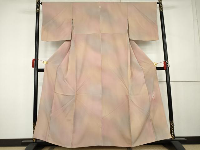 平和屋着物●染色作家　斉藤三才　小紋　霞文　暈し染め　正絹　逸品　AABK4592cs