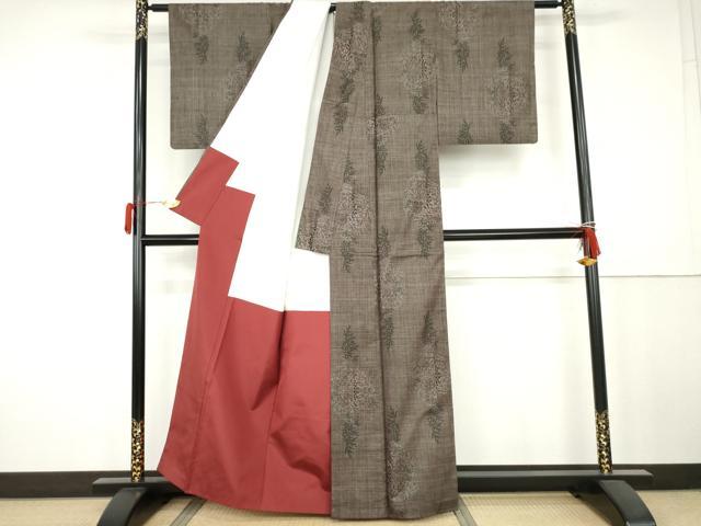 平和屋着物▼本場大島紬　7マルキ　草花文　正絹　逸品　AABK4593cs