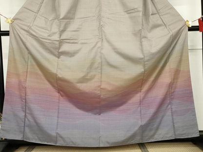 平和屋着物●本場縞大島紬　染大島　訪問着　作家物　流水文　正絹　逸品　AABK4599cs