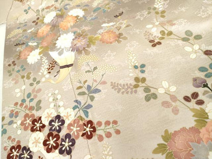 平和屋着物●訪問着　駒刺繍　飾花文　暈し染め　金彩　正絹　逸品　AABK4600cs
