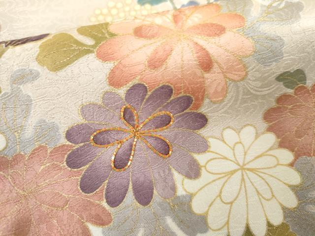 平和屋着物●訪問着　駒刺繍　飾花文　暈し染め　金彩　正絹　逸品　AABK4600cs