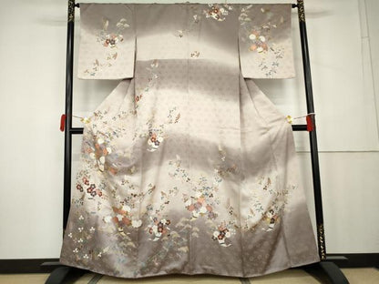 平和屋着物●訪問着　駒刺繍　飾花文　暈し染め　金彩　正絹　逸品　AABK4600cs