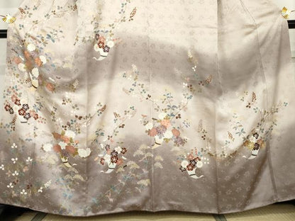 平和屋着物●訪問着　駒刺繍　飾花文　暈し染め　金彩　正絹　逸品　AABK4600cs