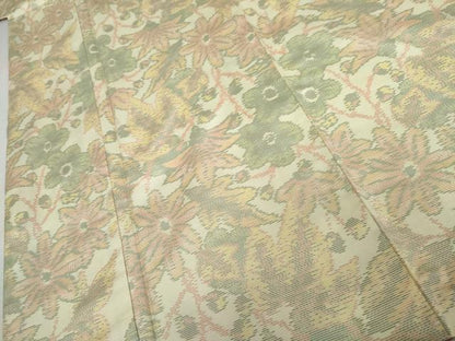 平和屋着物●本場大島紬　白大島　枝花文　正絹　逸品　AABK4601cs