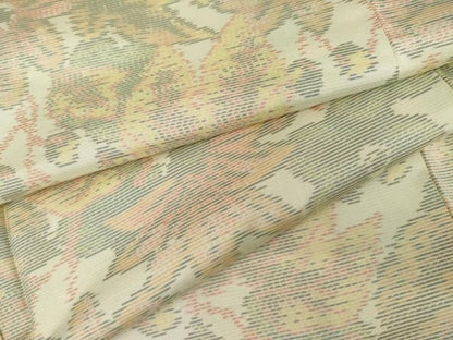 平和屋着物●本場大島紬　白大島　枝花文　正絹　逸品　AABK4601cs