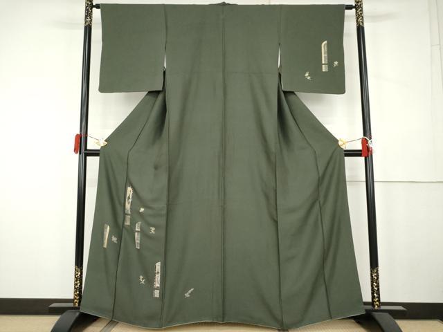 平和屋着物●訪問着　鶴　枝花文　金彩　正絹　逸品　AABK4605cs