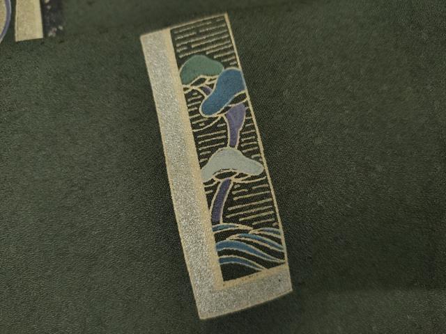 平和屋着物●訪問着　鶴　枝花文　金彩　正絹　逸品　AABK4605cs