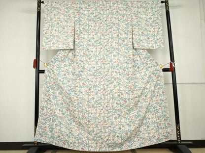 平和屋着物●上質な小紋　笹梅文　正絹　逸品　AABK4607cs