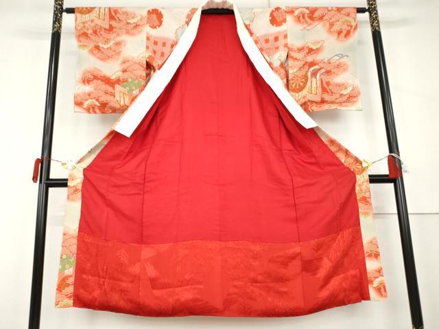 平和屋着物●アンティーク　大正ロマン　長襦袢　袷　御所車雪輪花文　暈し染め　正絹　逸品　AABK4613cs