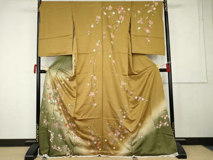 平和屋着物●訪問着　枝花文　暈し染め　金彩　仮絵羽　正絹　逸品　未使用　AABK4624cs