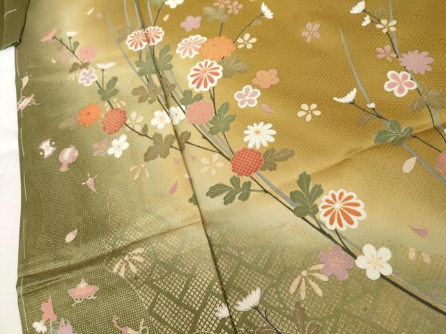 平和屋着物●訪問着　枝花文　暈し染め　金彩　仮絵羽　正絹　逸品　未使用　AABK4624cs