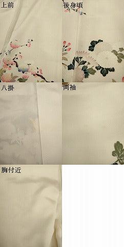 平和屋着物●豪華振袖　友禅　花鳥文　暈し染め　正絹　逸品　AABK4627cs