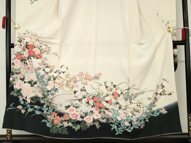 平和屋着物●豪華振袖　友禅　花鳥文　暈し染め　正絹　逸品　AABK4627cs