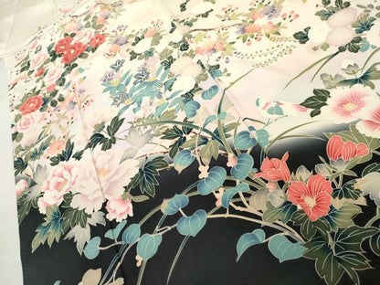 平和屋着物●豪華振袖　友禅　花鳥文　暈し染め　正絹　逸品　AABK4627cs