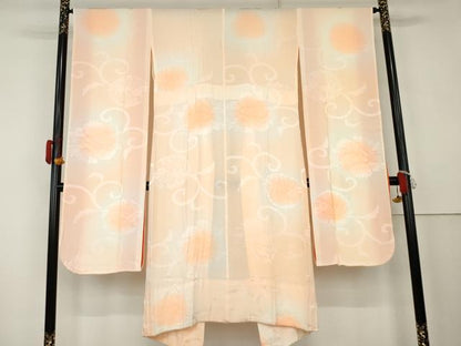 平和屋着物●振袖用長襦袢　無双仕立て　笹梅地紋　暈し染め　正絹　逸品　AABK4628cs
