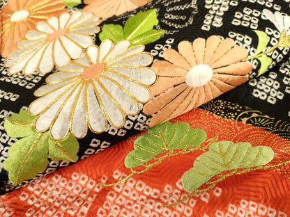 平和屋着物●豪華振袖　絞り　駒刺繍　笹竹花文　金糸　金彩　正絹　逸品　AABK4629cs