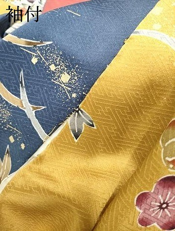 平和屋着物●豪華振袖　型染め　花蝶文　金彩　正絹　逸品　AABK4630cs