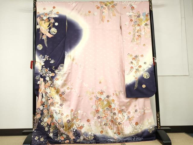 平和屋着物●大正の浮世絵師　竹久夢二　夢二ロマン　振袖　伊勢物語　たもとの霞　暈し染め　金彩　ロング丈　正絹　逸品　AABK4634cs