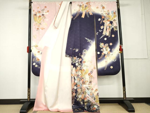 平和屋着物●大正の浮世絵師　竹久夢二　夢二ロマン　振袖　伊勢物語　たもとの霞　暈し染め　金彩　ロング丈　正絹　逸品　AABK4634cs
