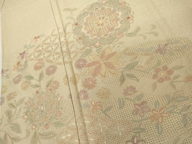平和屋着物●中国三大刺繍　スワトウ刺繍　汕頭刺繍　総刺繍　訪問着　正倉院花唐草文　正絹　逸品　未使用　AABK4638cs