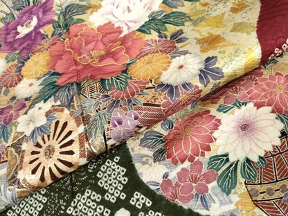 平和屋着物●豪華振袖　絞り　駒刺繍　花車文　金銀彩　正絹　逸品　AABK4639cs