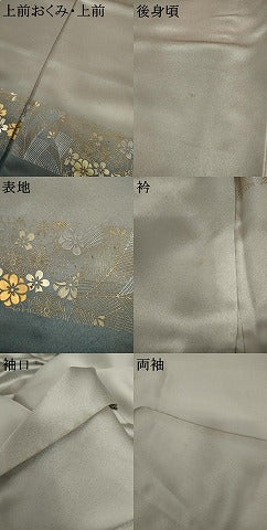 平和屋着物●訪問着　草花文　金銀彩　正絹　逸品　AABK4640cs