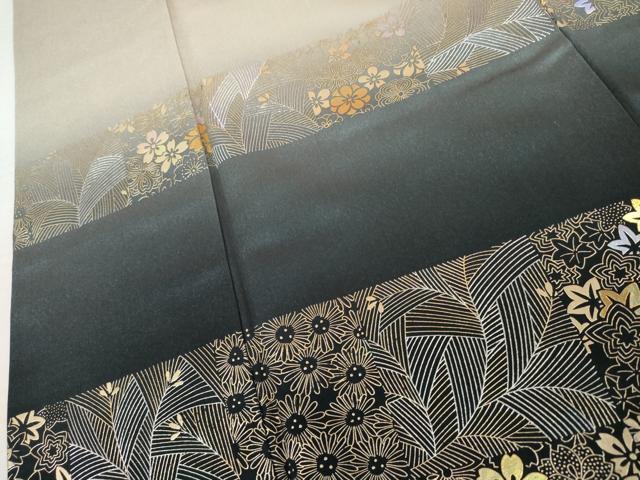 平和屋着物●訪問着　草花文　金銀彩　正絹　逸品　AABK4640cs