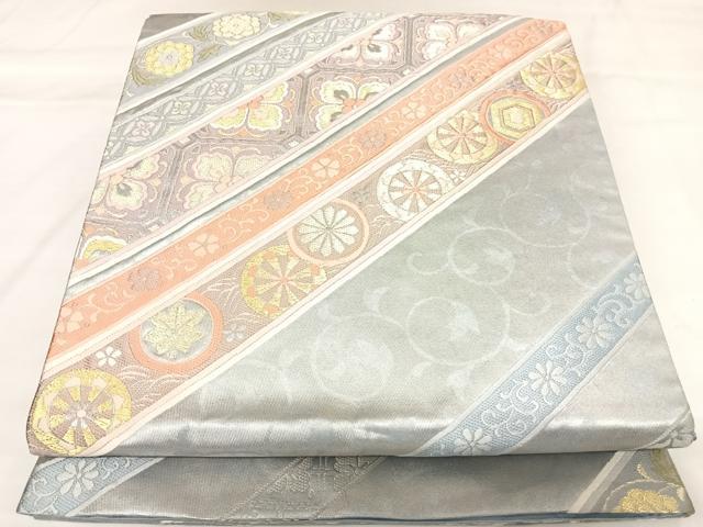 平和屋着物◎六通柄袋帯　唐織　正倉院裂段文　引箔　金銀糸　正絹　逸品　AABK4643yx