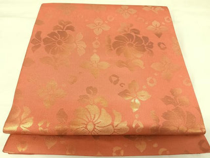 平和屋着物◎六通柄袋帯　舞花文　金糸　正絹　逸品　AABK4646yx