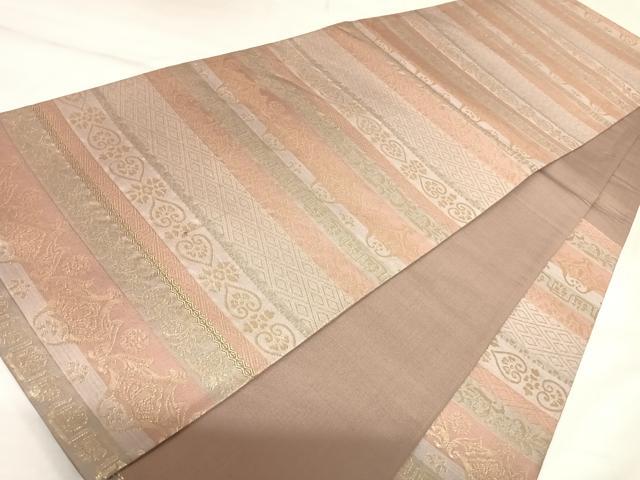 平和屋着物◎六通柄袋帯　横段花文　金糸　正絹　逸品　AABK4655yx