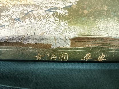 平和屋着物◎太鼓柄袋帯　唐織　京洛図　平安　金銀糸　引箔　正絹　逸品　AABK4673yx