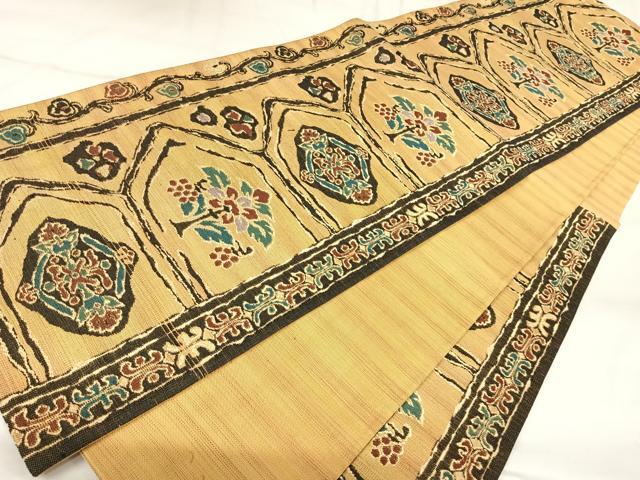 平和屋着物◎六通柄袋帯　草花文　正絹　逸品　AABK4681yx
