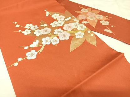 平和屋着物◎九寸名古屋帯　唐織　枝梅文　金銀糸　正絹　逸品　AABK4695yx