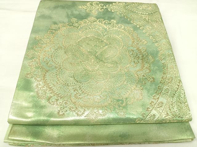 平和屋着物◎六通柄袋帯　飾花文　金糸　正絹　逸品　AABK4700yx