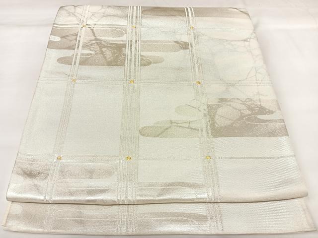 平和屋着物◎六通柄袋帯　エ霞文　金銀糸　正絹　逸品　AABK4701yx
