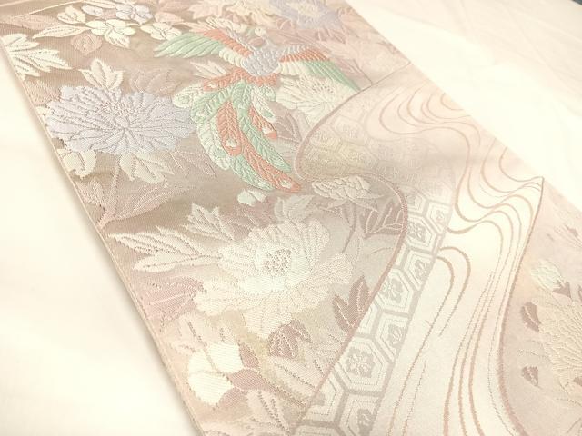 平和屋着物◎六通柄袋帯　唐織　流水鳳凰花文　金糸　正絹　逸品　AABK4702yx