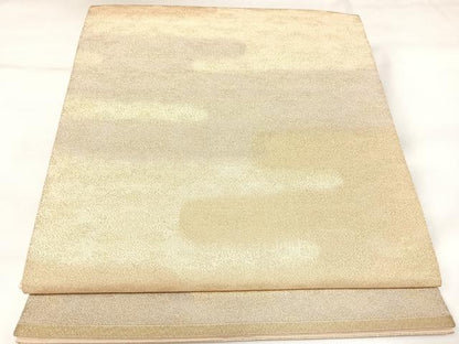 平和屋着物◎全通柄袋帯　エ霞文　金糸　正絹　逸品　AABK4708yx