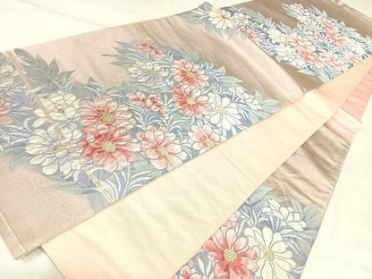 平和屋着物◎六通柄袋帯　唐織　草花づくし　金銀糸　正絹　逸品　AABK4713yx